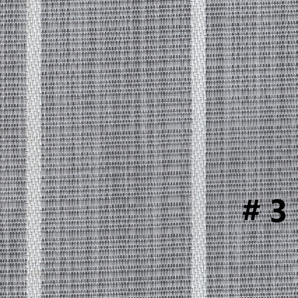 Gray woven vinyl marine flooring with subtle vertical white stripes, Teak Series #3.