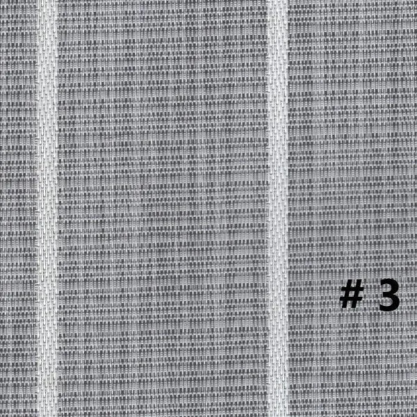 Gray woven vinyl marine flooring with subtle vertical white stripes, Teak Series #3.