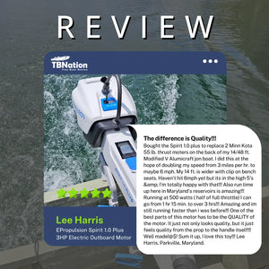 Review of the TM Vision featuring the EPropulsion Spirit 1.0 Plus 3HP electric outboard motor. 