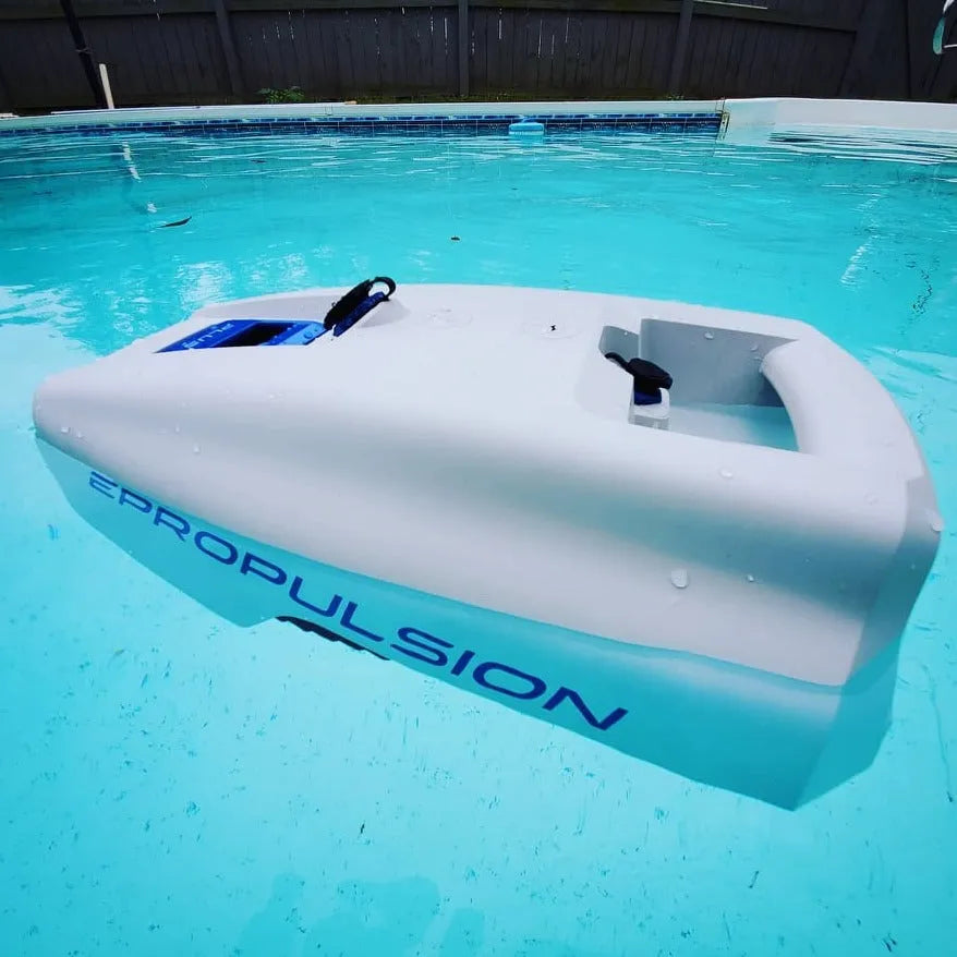 EPropulsion Spirit 1.0 Plus electric outboard motor designed for pro-pulsion watercraft, showcasing its sleek design. 