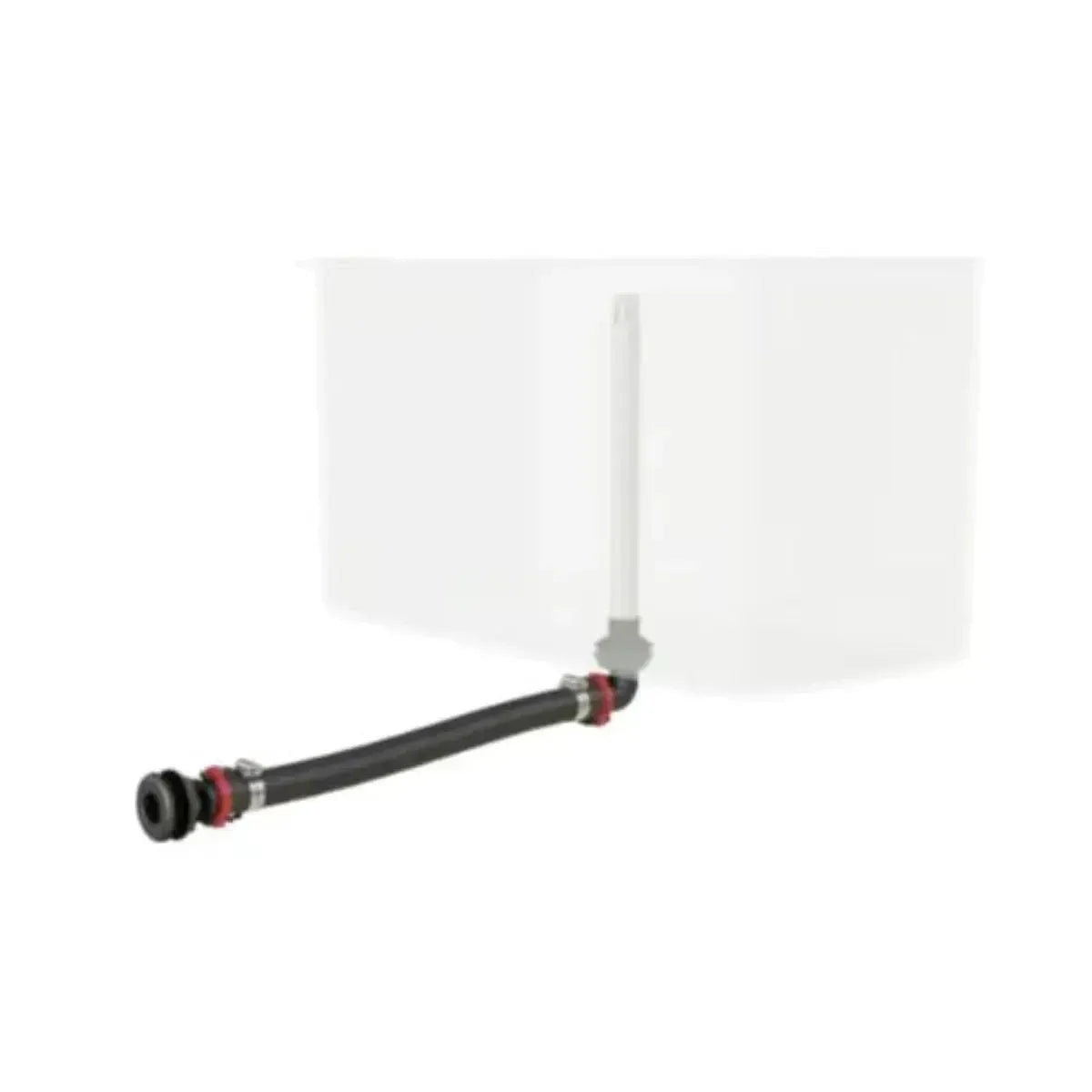 Flow-Rite Livewell Standpipe Drain Kit with black hose, thru-hull, and Qwik-Lok sockets.