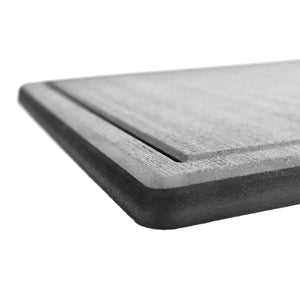 Charcoal/black OrthoDek EVA foam helm pad, 23"x42", with textured surface and routed edge.