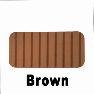 Brown Hydro Turf Cut Groove EVA foam traction mat sample, rectangular with a hang hole.