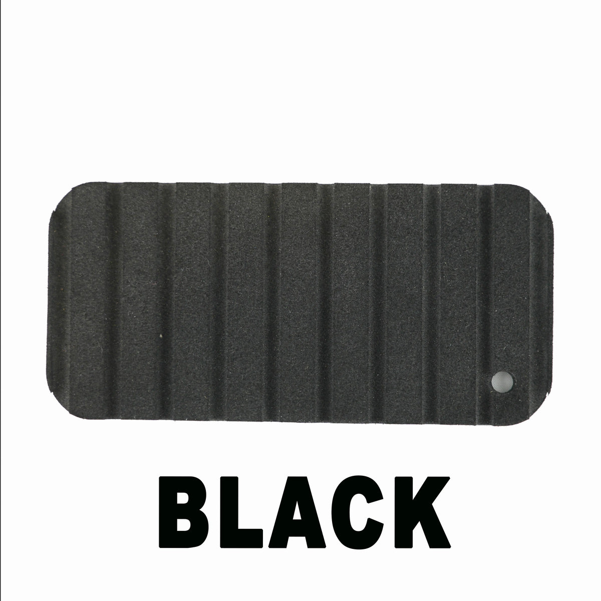 Black Hydro Turf Cut Groove EVA foam traction mat swatch with rounded corners.
