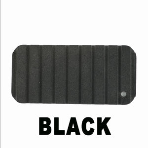 Black Hydro Turf Cut Groove EVA foam traction mat swatch with rounded corners.