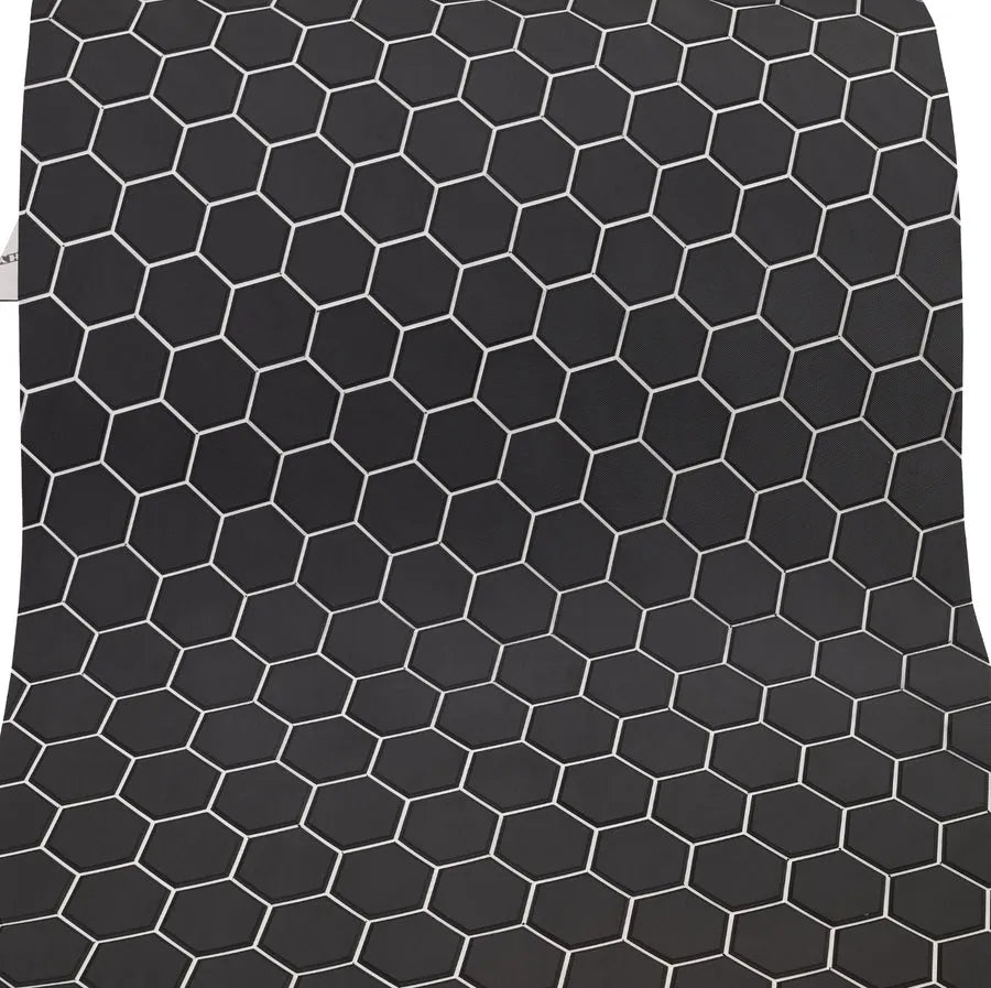 Black Hydro Turf Pro Series EVA foam mat sheet with a white hexagonal pattern, 40" x 80".