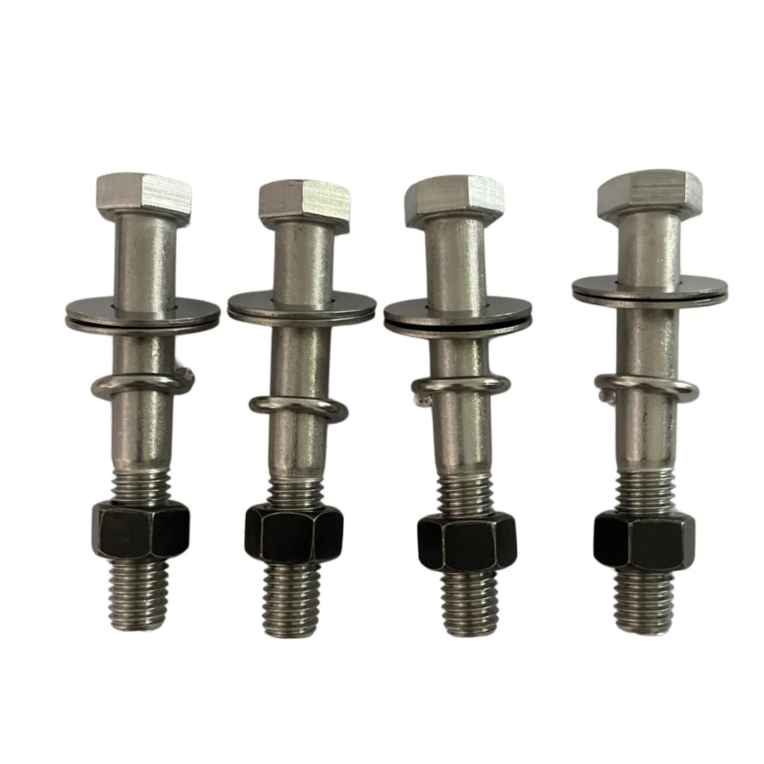 Four 316 stainless steel 1/2" x 3 1/2" mounting bolts with washers and lock washers.