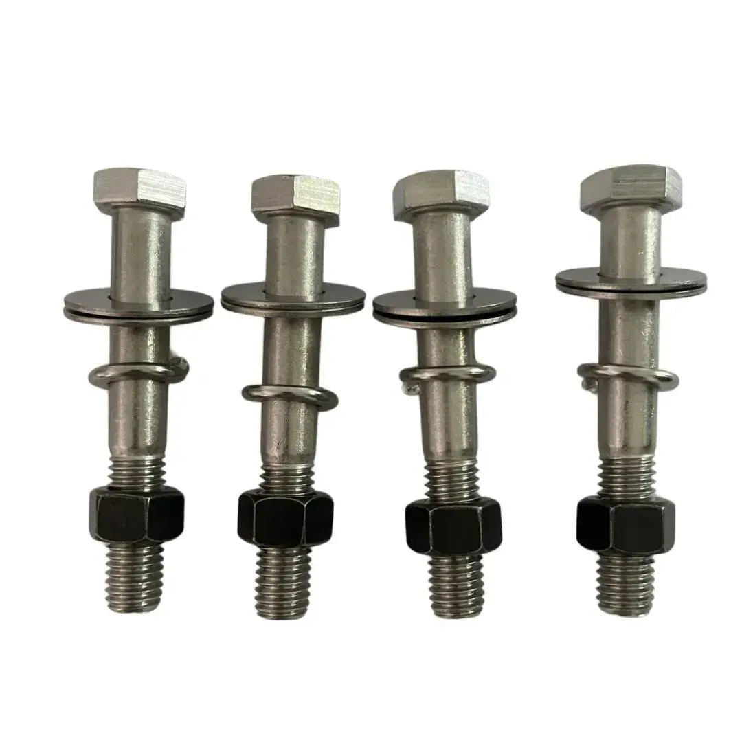 Four 316 stainless steel 1/2" x 3 1/2" mounting bolts with washers and lock washers.