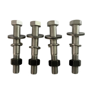 Four 316 stainless steel 1/2" x 3 1/2" mounting bolts with washers and lock washers.