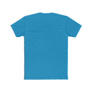 Back view of a plain light blue premium fit soft cotton t-shirt.