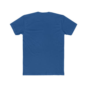 Back of a premium fit, light fabric, soft cotton Jon Yacht Old Yeller t-shirt in blue.