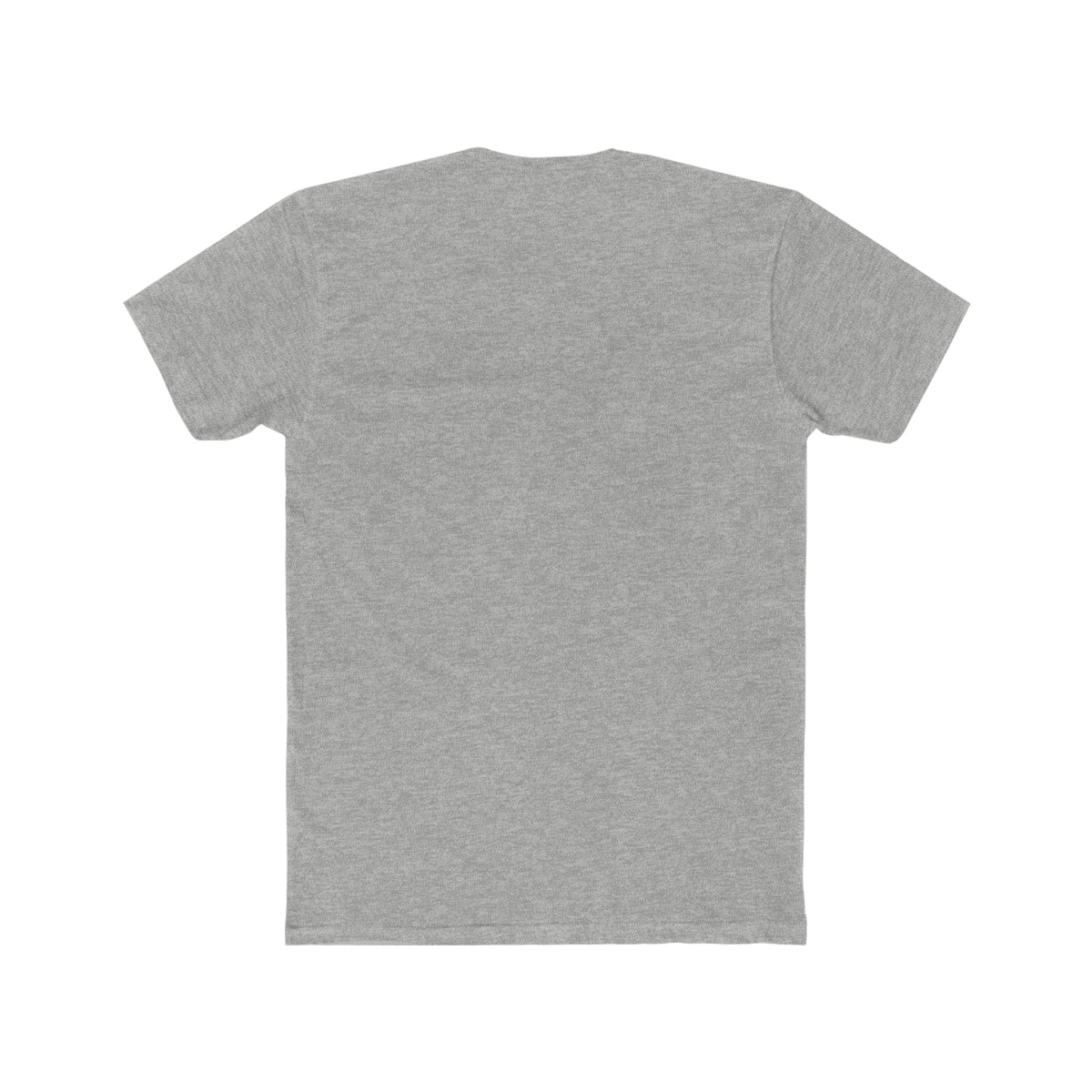 Back of a plain light gray premium fit soft cotton t-shirt.