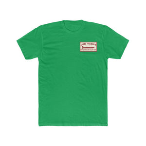 Green Jon Yacht Simple Times premium fit t-shirt with a red boat logo on the chest.