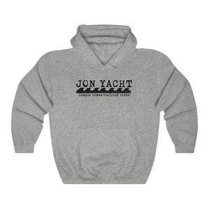 Jonny Waves gray cotton-polyester blend hooded sweatshirt with "JON YACHT" and wave graphic.