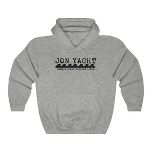 Jonny Waves gray cotton-polyester blend hooded sweatshirt with "JON YACHT" and wave graphic.