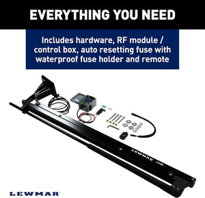 Lewmar Axis electric shallow water anchor in black with included hardware, control box, and remote.