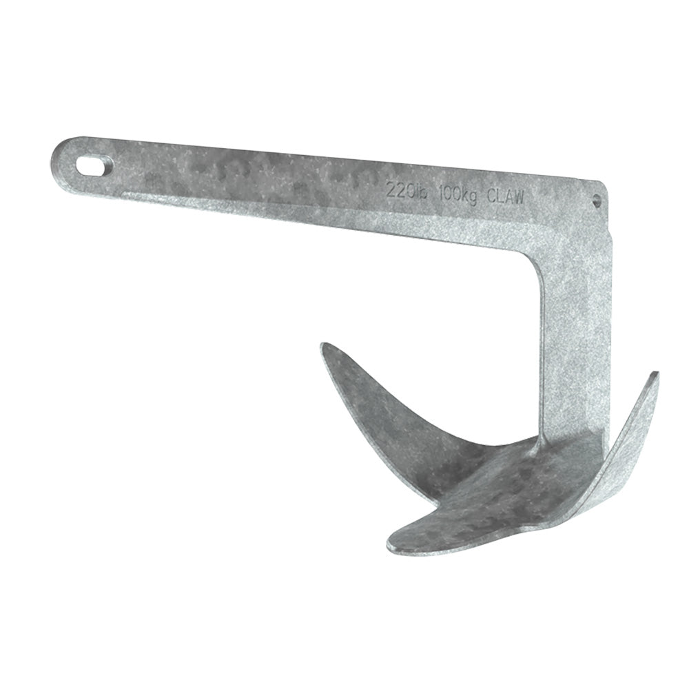 Galvanized Lewmar Claw anchor, 220lb, made of high-grade steel, with a distinctive claw design.