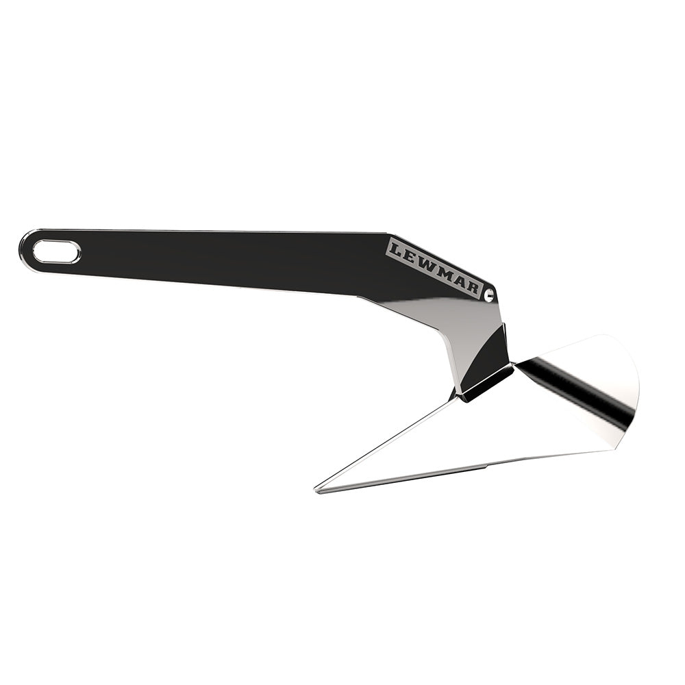 Lewmar DTX 13lb stainless steel anchor with polished finish and "LEWMAR" logo on the shank.