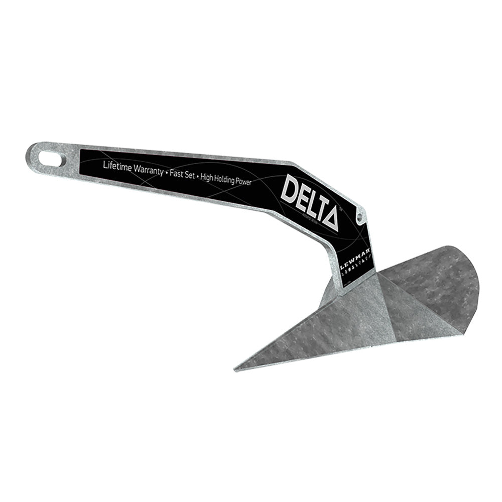 Galvanized Lewmar Delta 14lb anchor with black "DELTA" and "LEWMAR" branding.