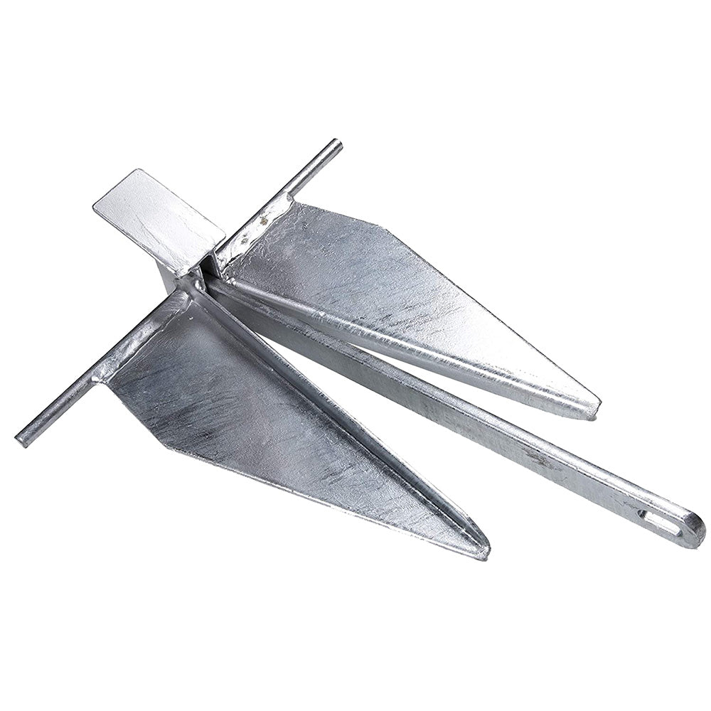Lewmar 8lb steel fluke anchor, hot-dipped galvanized with a bright finish.