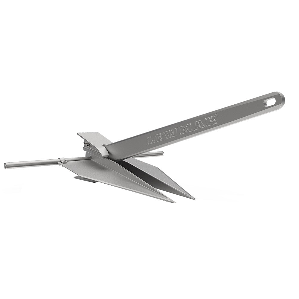 Lewmar LFX-7 aluminum alloy anchor, 7lb, with large flukes and adjustable shank.