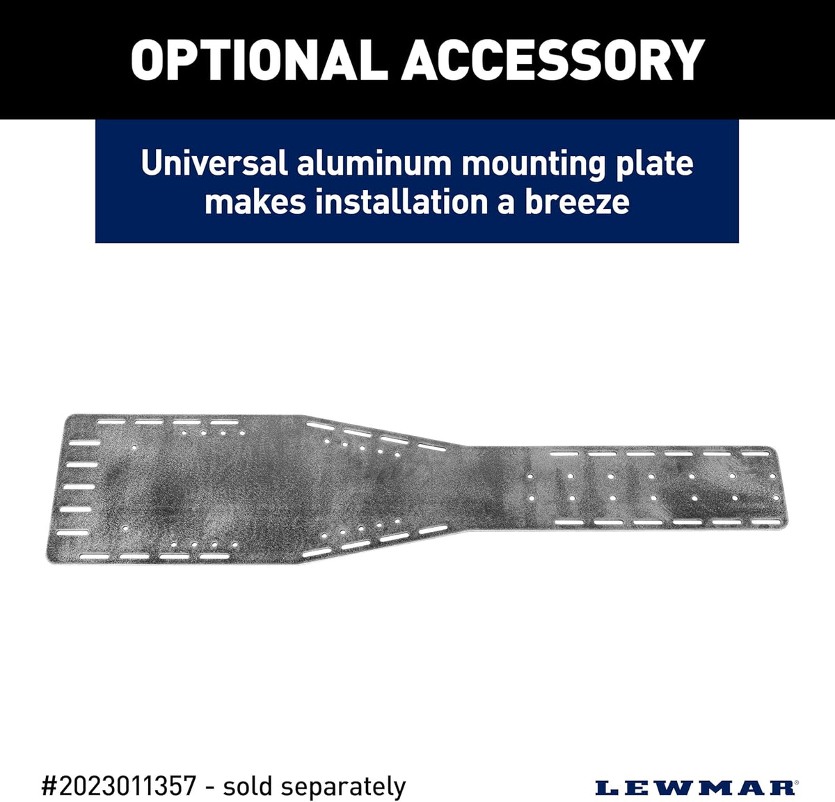 Universal textured gray aluminum mounting plate for Lewmar Venta pontoon anchor winch.