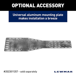 Universal textured gray aluminum mounting plate for Lewmar Venta pontoon anchor winch.