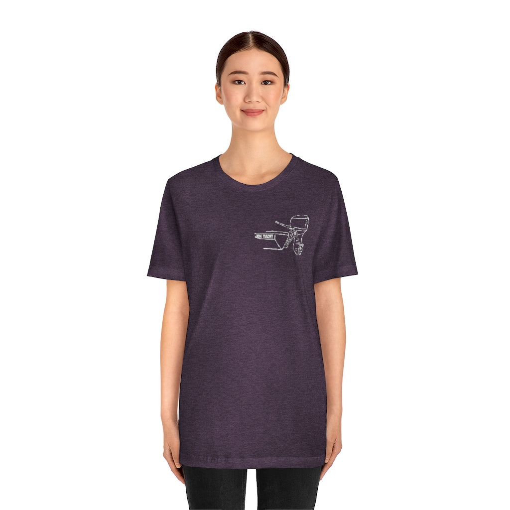 Woman wearing a purple MERC Tiller graphic tee made from soft Airlume combed cotton.