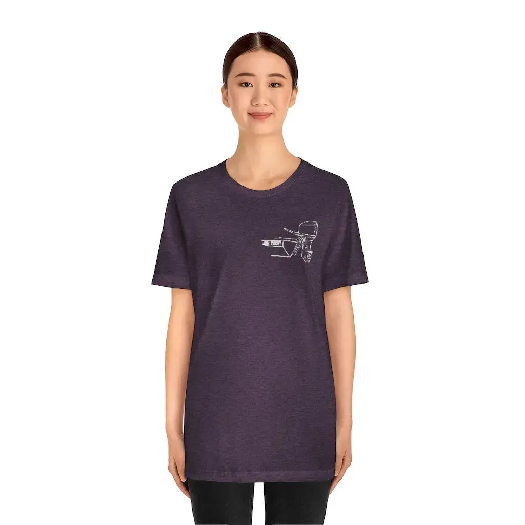 Woman wearing a purple MERC Tiller graphic tee made from soft Airlume combed cotton.