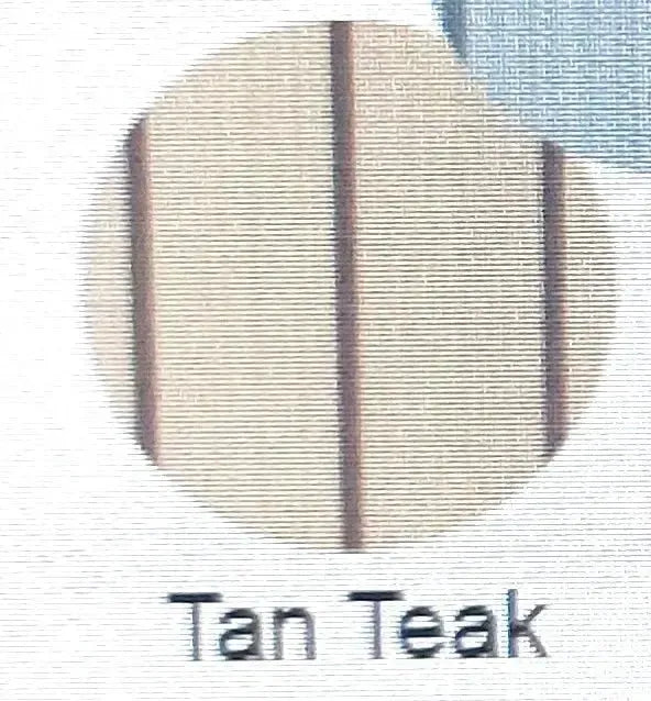 Tan Teak MariDeck Elite Weave marine vinyl flooring swatch with a woven texture and dark vertical lines.