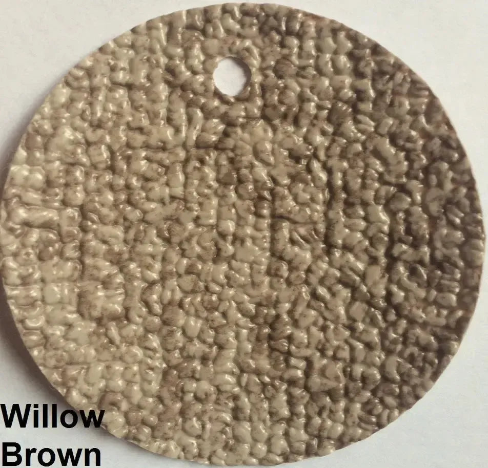 Round sample of MariDeck Marine Vinyl Boat Flooring in Willow Brown with a textured, slip-resistant surface.