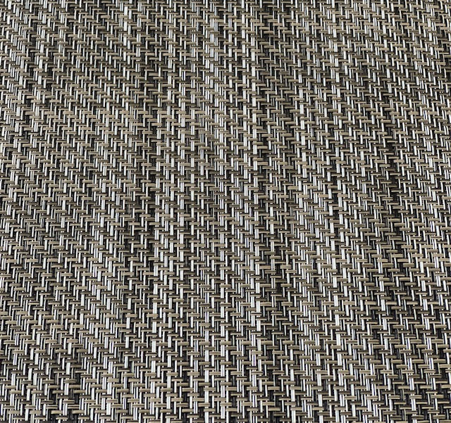 Close-up of MariDeck Ultra Premium vinyl boat flooring with a woven texture in shades of tan and black.