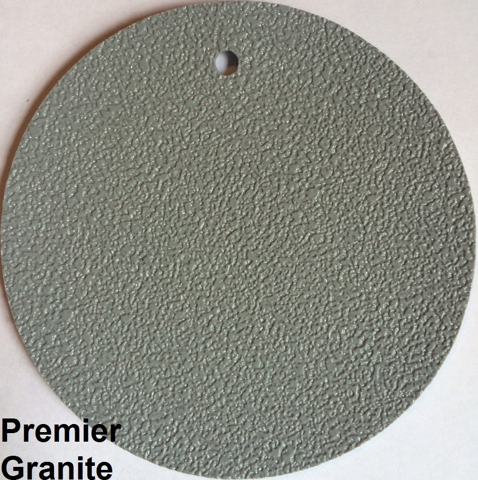 Circular sample of MarineDeck Premier Granite 80 mil marine vinyl flooring with a textured, slip-resistant surface.