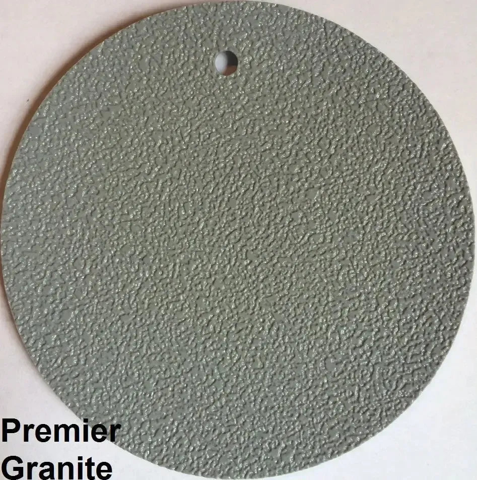 Circular sample of MarineDeck Premier Granite 80 mil marine vinyl flooring with a textured, slip-resistant surface.