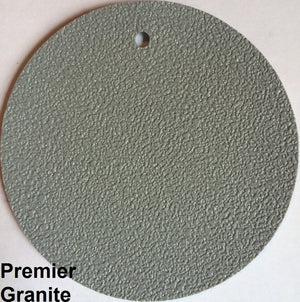 Circular sample of MarineDeck Premier Granite 80 mil marine vinyl flooring with a textured, slip-resistant surface.