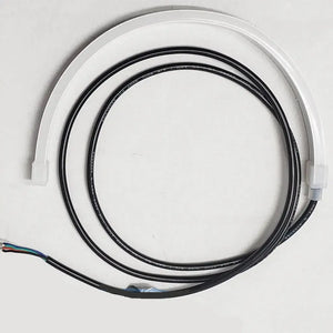 White curved neon flex LED strip with black power wire for Mercury 450 outboard cowling.
