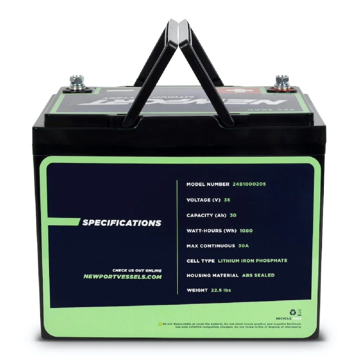 Newport 36V 30Ah Lithium (LiFePO4) Outboard Motor Battery-Marine Battery-2-Tiny Boat Nation