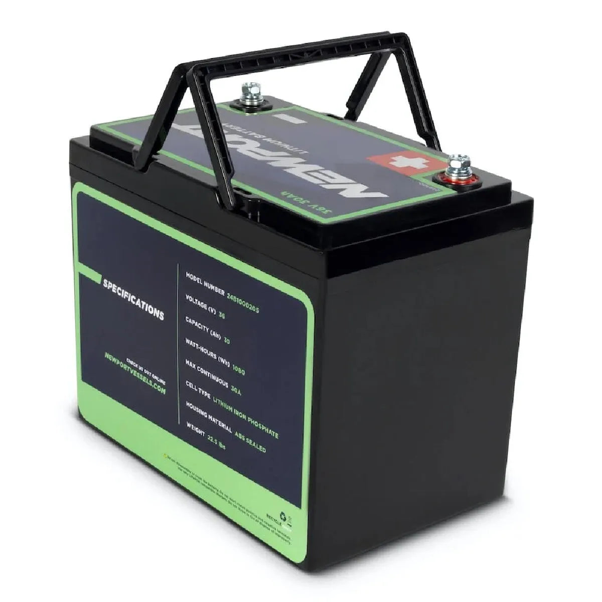 Newport 36V 30Ah Lithium (LiFePO4) Outboard Motor Battery-Marine Battery-4-Tiny Boat Nation