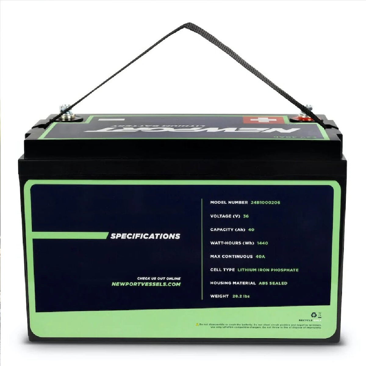 Newport 36V 40AH Extended Range Lithium (LiFePO4) Outboard Motor Battery