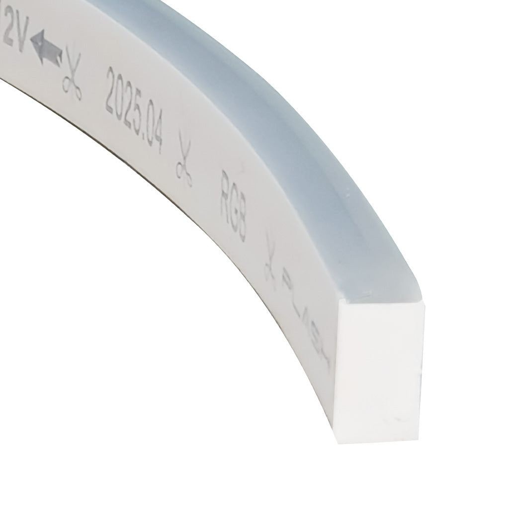 White ORBIT Neon Flex side-shooting RGB strip light, showing its flexible, square polyurethane coating.