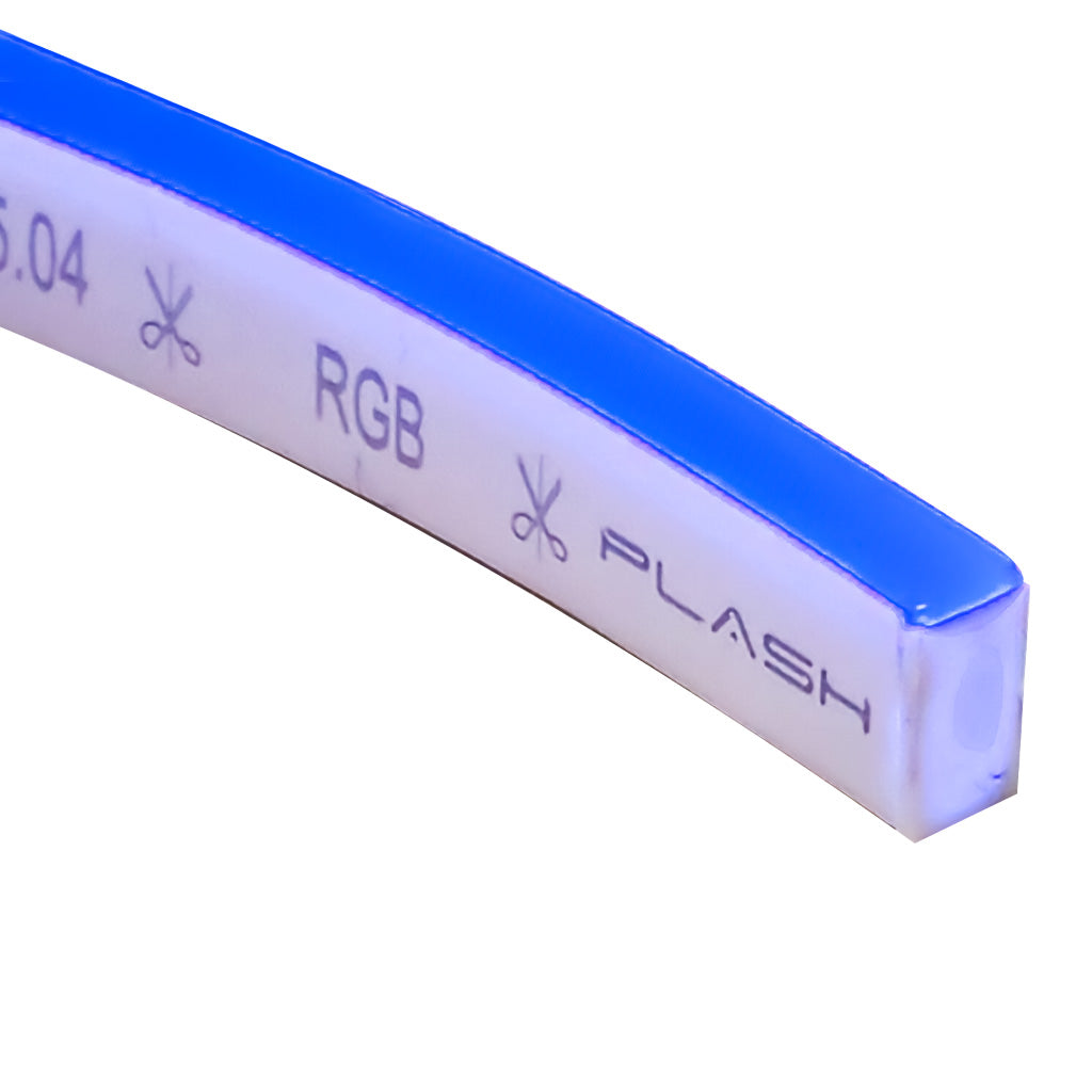 Blue ORBIT Neon Flex side-shooting LED strip light with "RGB" and "PLASH" branding, ideal for marine use.