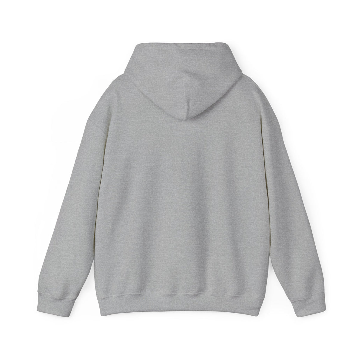 Back view of a classic fit Ol' Jonny Hoodie in light gray, made from cotton-polyester blend.