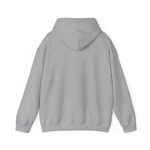Back view of a classic fit Ol' Jonny Hoodie in light gray, made from cotton-polyester blend.