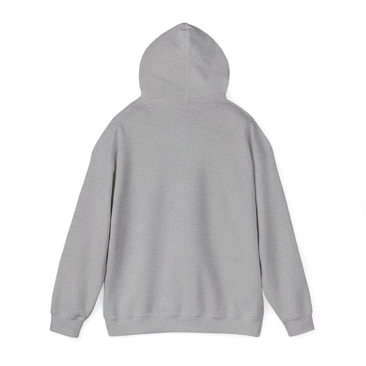 Back view of a classic fit Ol' Jonny Hoodie in light gray, featuring a spacious hood and long sleeves.
