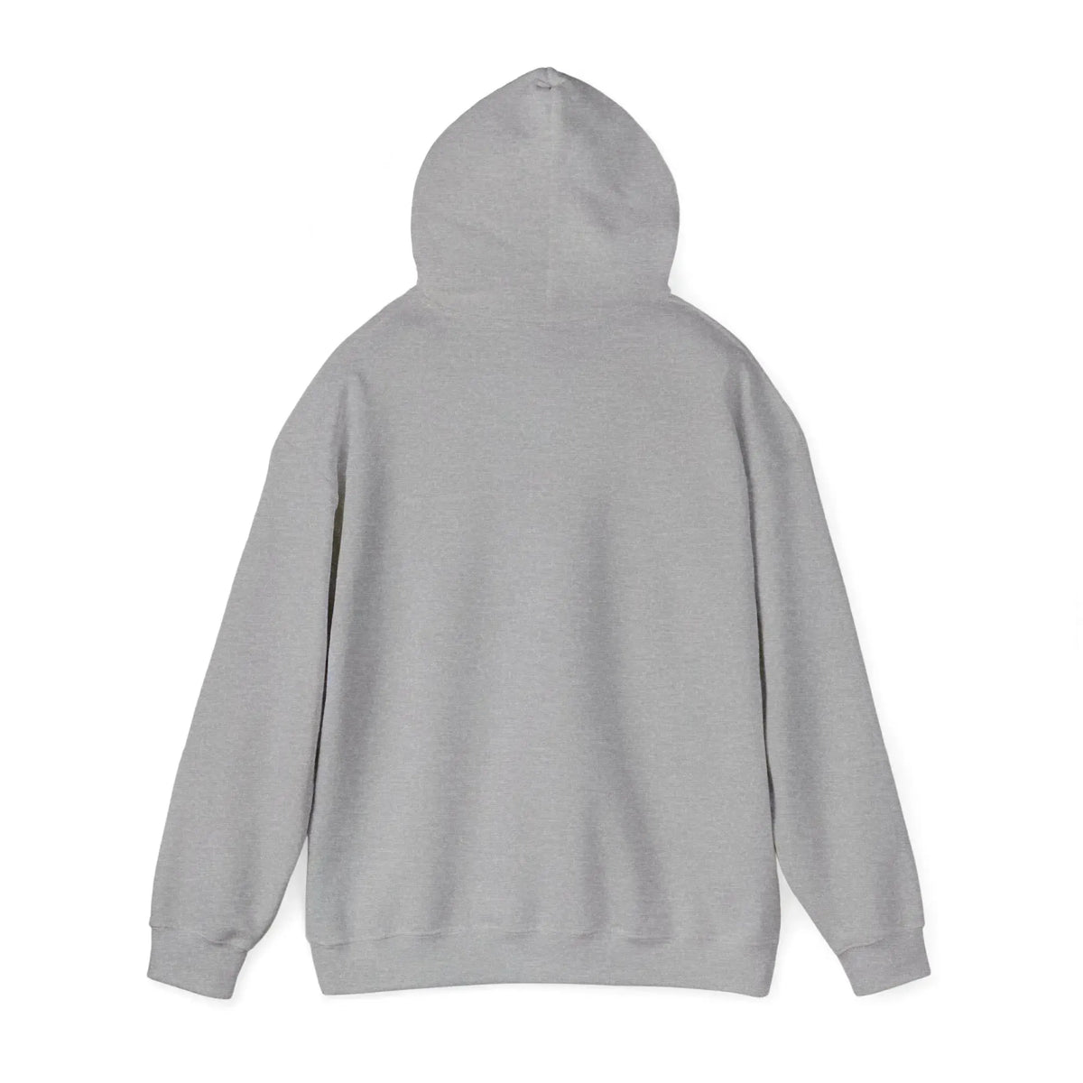 Back view of a classic fit Ol' Jonny Hoodie in light gray, featuring a spacious hood and long sleeves.