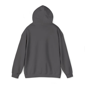 Back view of a plain charcoal grey Ol' Smokey Hoodie made from 50% cotton, 50% polyester.