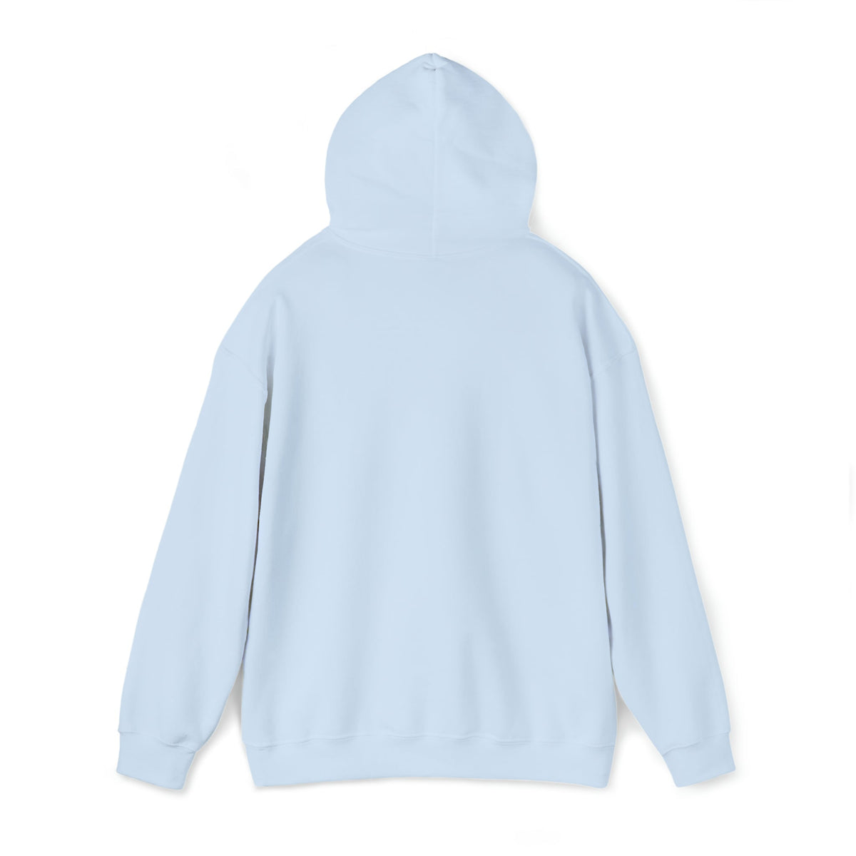 Light blue Ol' Smokey Hoodie, classic fit, 50% cotton/50% polyester, shown from the back.