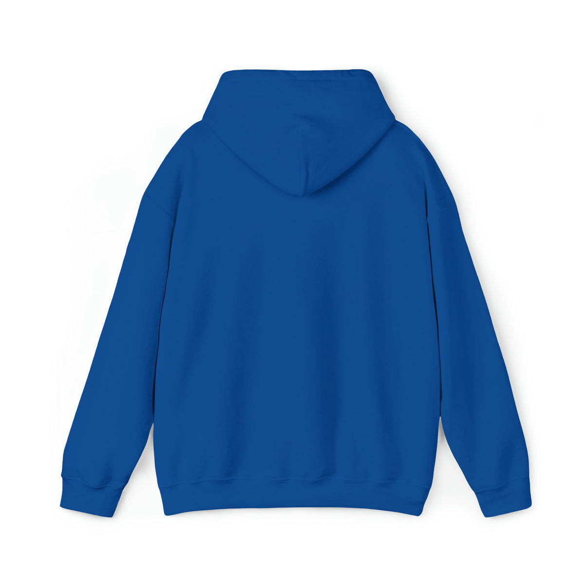 Back view of a classic fit royal blue Ol' Smokey Hoodie made from 50% cotton, 50% polyester.