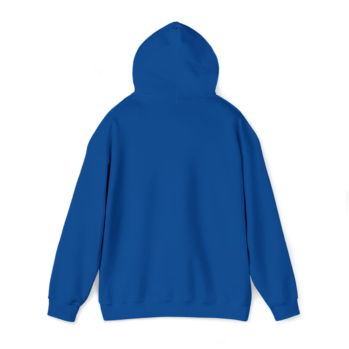 Back view of a classic fit royal blue Ol' Smokey Hoodie, 50% cotton/50% polyester.