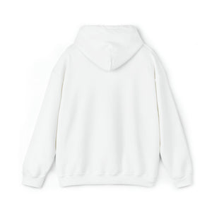 Back view of a plain white Ol' Smokey Hoodie, classic fit, 50% cotton, 50% polyester.